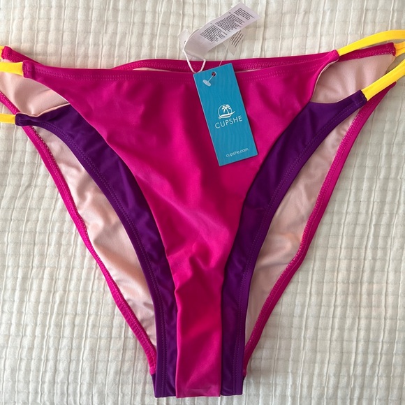 CUPSHE Hot Pink Bikini XL top L bottoms - Picture 3 of 6